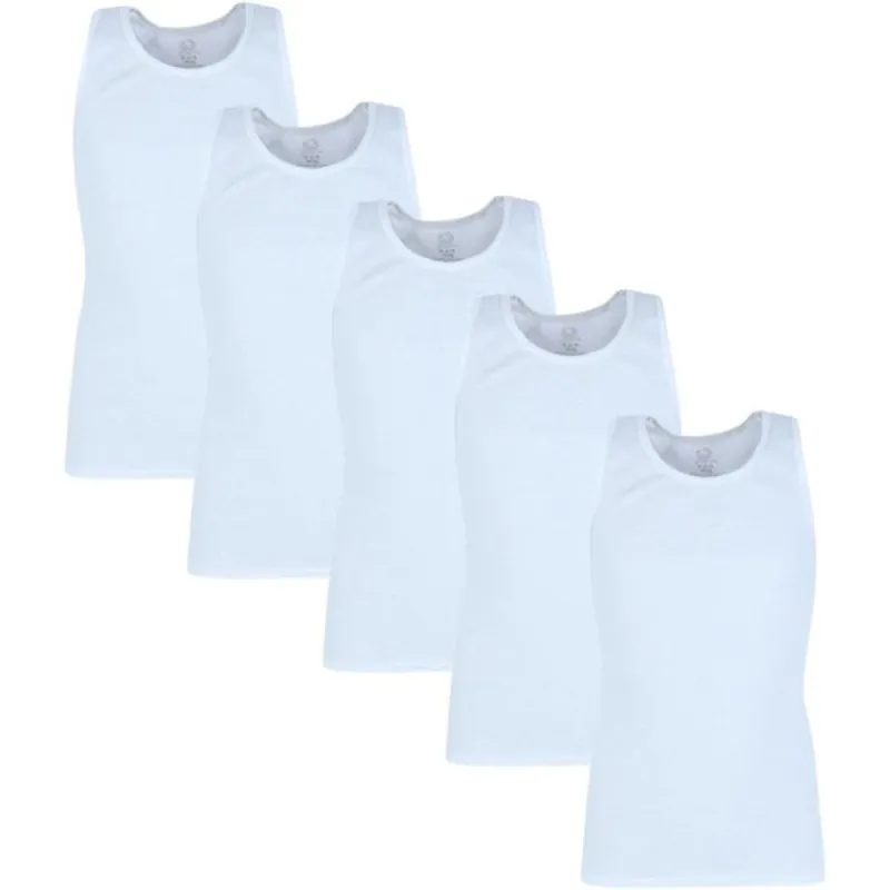 Fruit of the Loom Boys 5 Pack Athletic Shirt - White sold by S&D