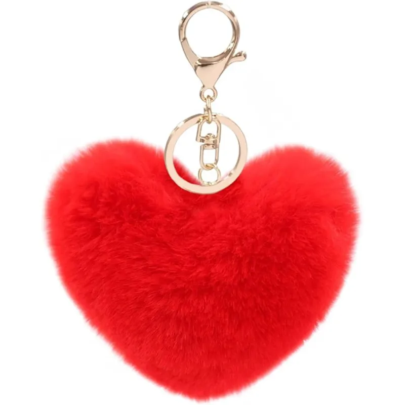 Crystal Collections Fluffy Heart Pom Faux Fur Keychain, Perfect for Bakcpack Purse Charm sold by S&D
