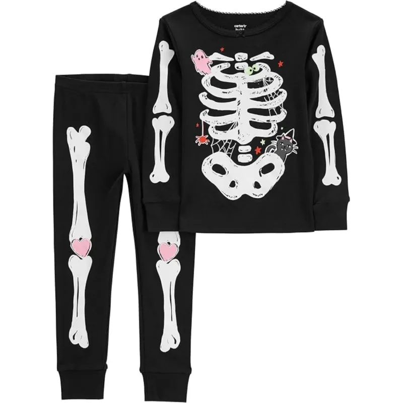 Carters Kid 2-Piece Glow Halloween Skeleton 100% Cotton Pajamas sold by S&D
