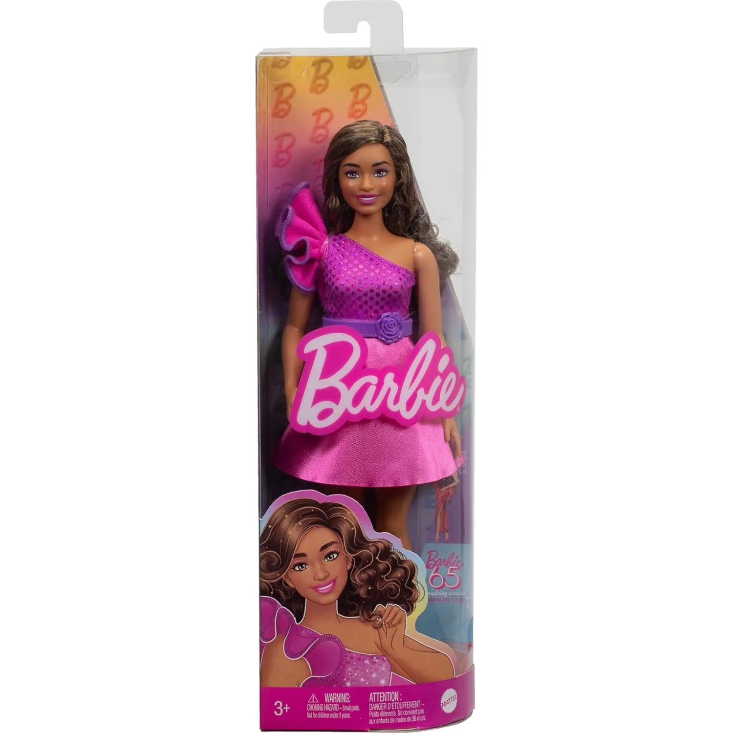 Mattel Barbie Fashionistas Curvy Body Type with Brown Hair, Pink Sparkly Dress & Accessories sold by S&D product image thumbnail 4