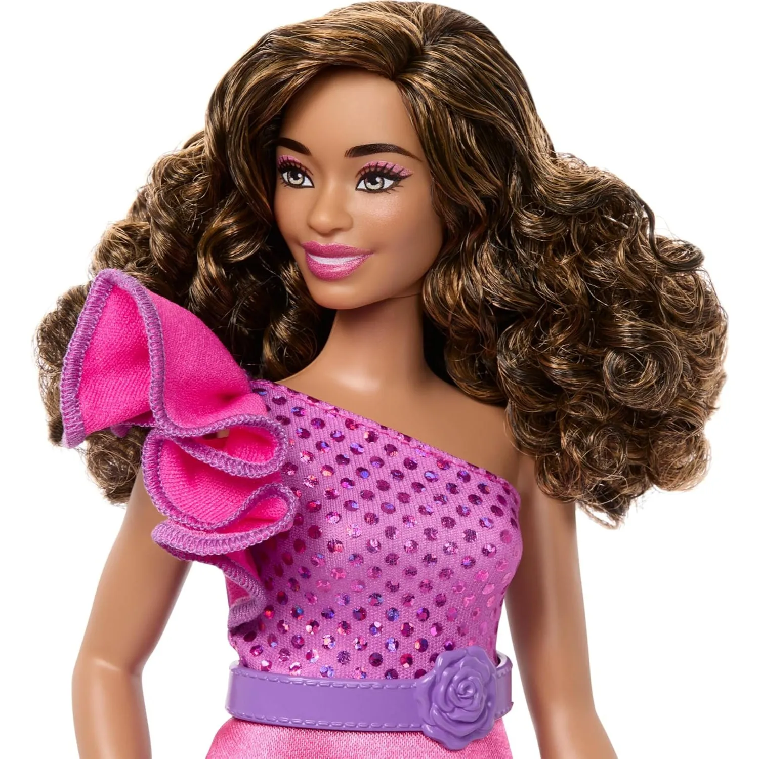 Mattel Barbie Fashionistas Curvy Body Type with Brown Hair, Pink Sparkly Dress & Accessories sold by S&D product image thumbnail 2