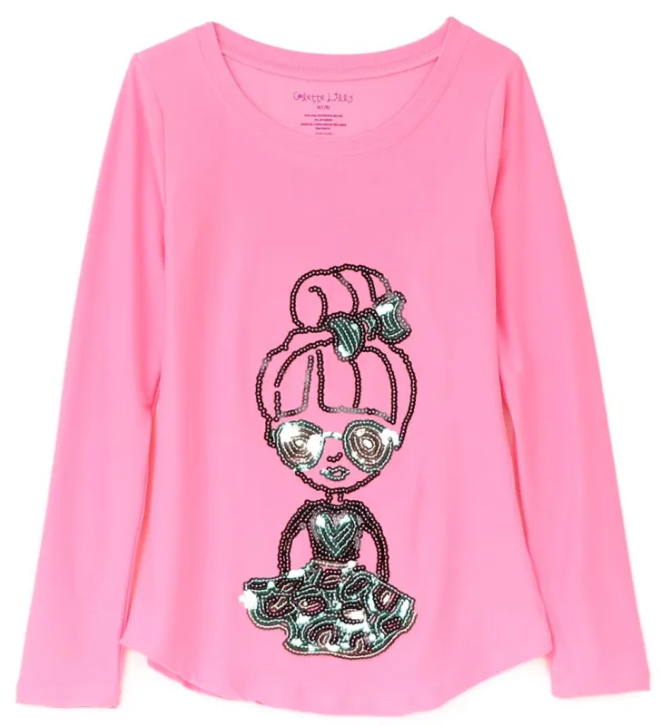 Colette Lilly Girls 4-6X Girl Sequin Long Sleeve Shirt sold by S&D