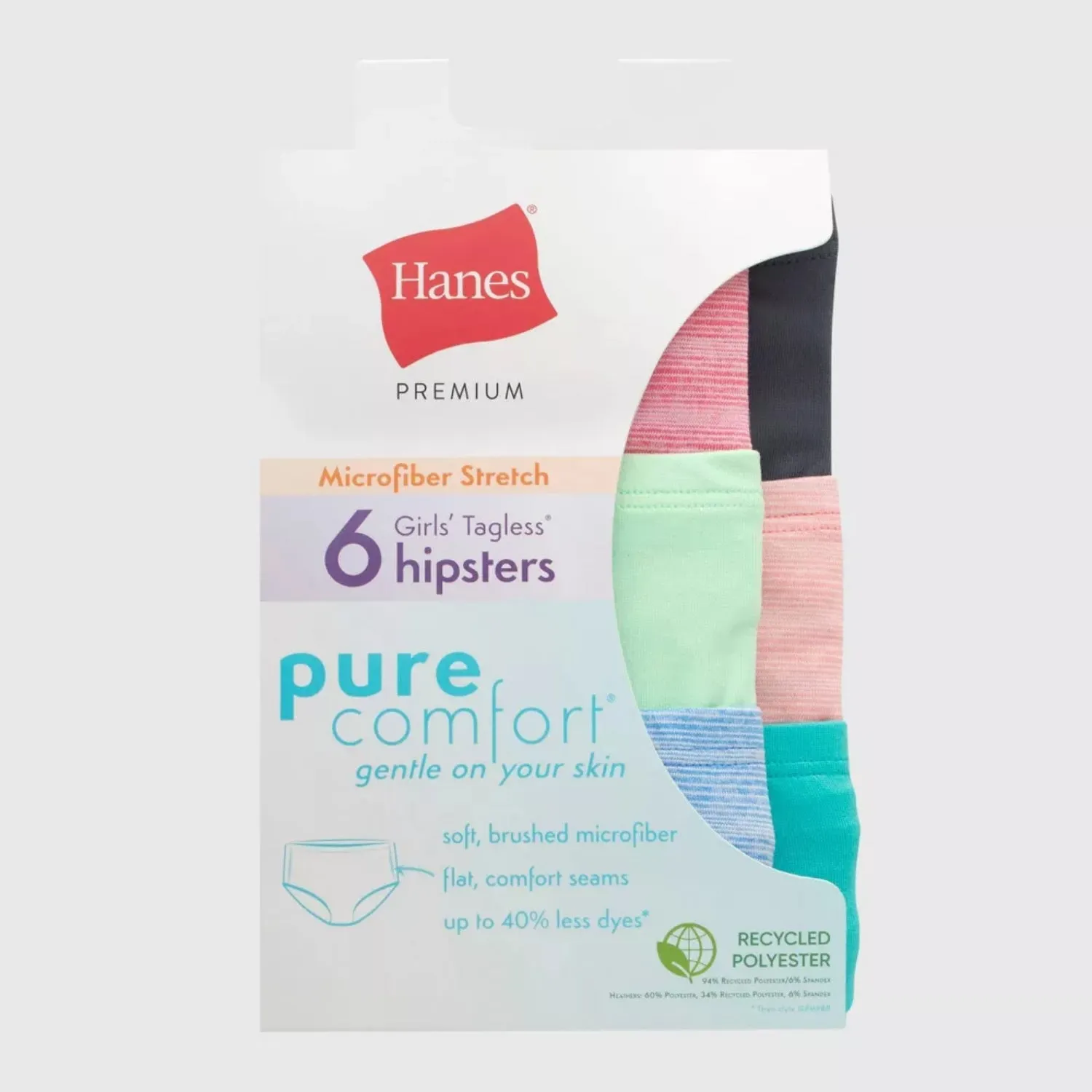 Hanes Girls 6pk Pure Comfort Microfiber Stretch Tagless Hipster sold by S&D product image thumbnail 3