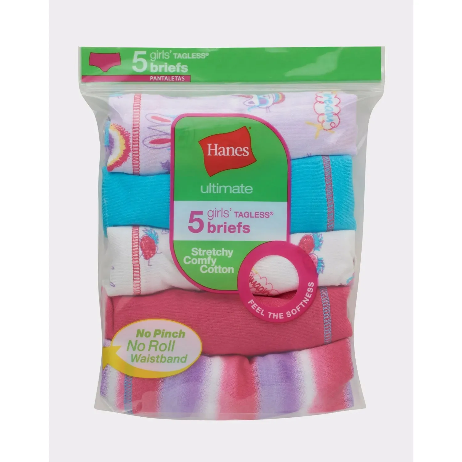 Hanes Ultimate Girls' Briefs 5 Pack Underwear Stretchy Comfy Cotton Tag free sold by S&D