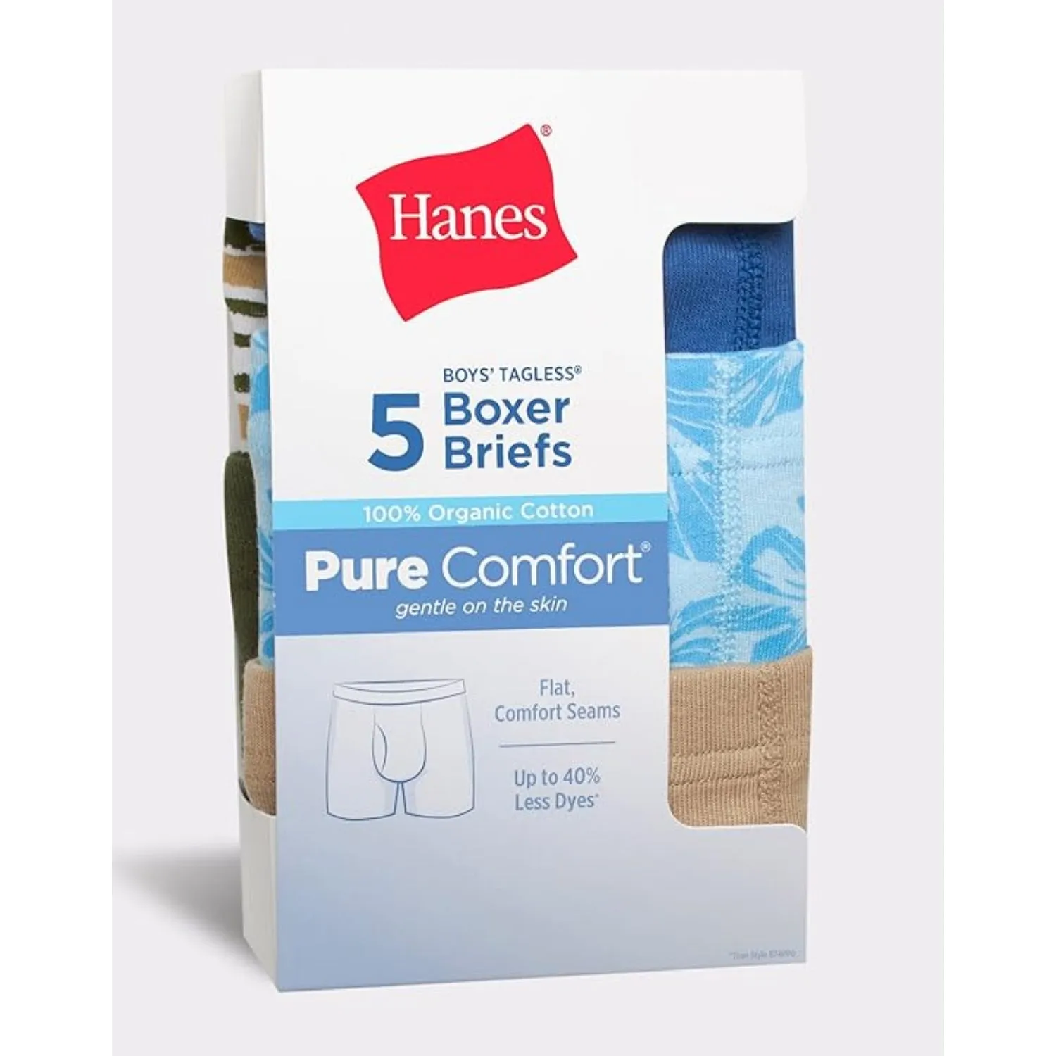Hanes Pure Comfort Boys' Underwear Boxer Briefs, 5-Pack, Assorted sold by S&D product image thumbnail 2