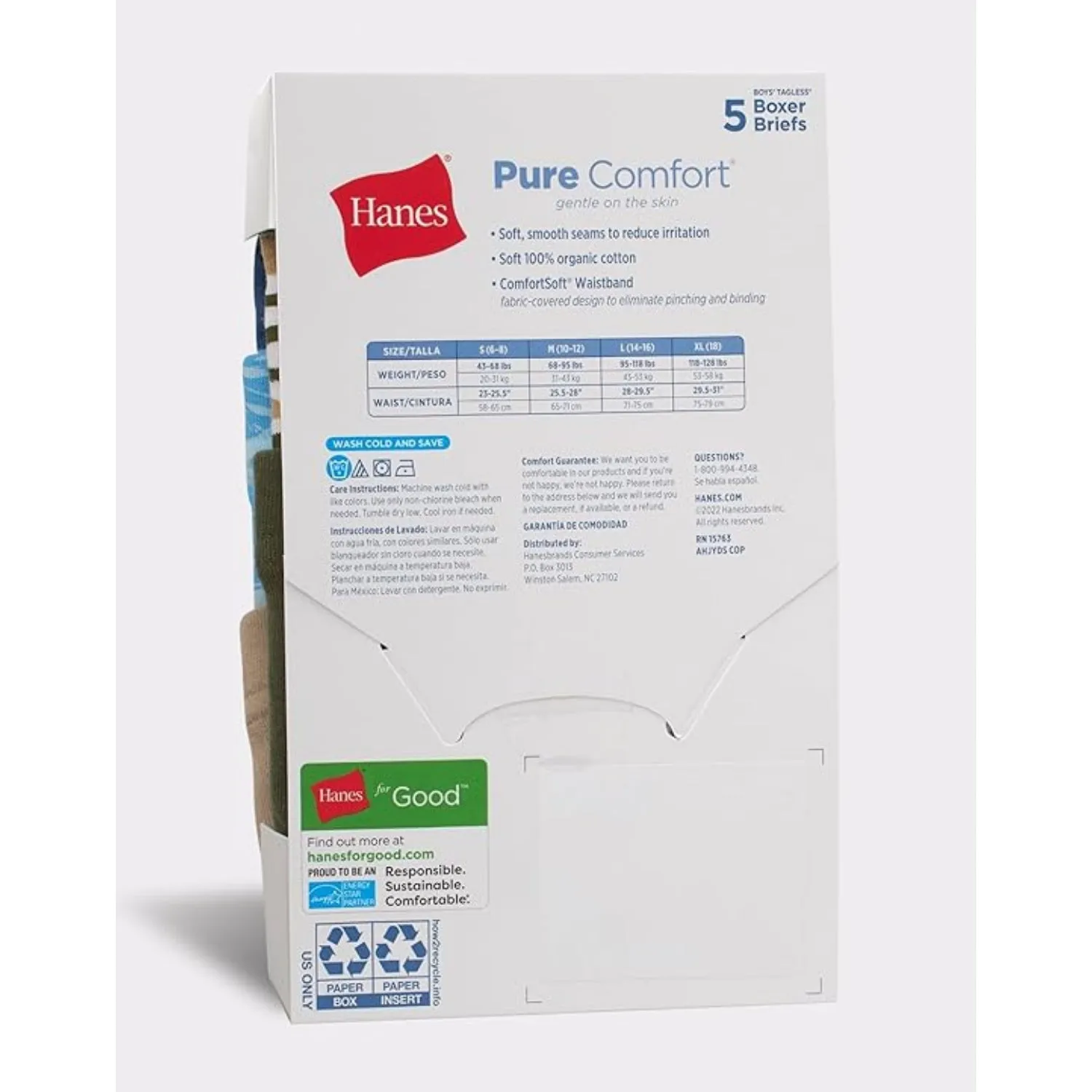 Hanes Pure Comfort Boys' Underwear Boxer Briefs, 5-Pack, Assorted sold by S&D product image thumbnail 3