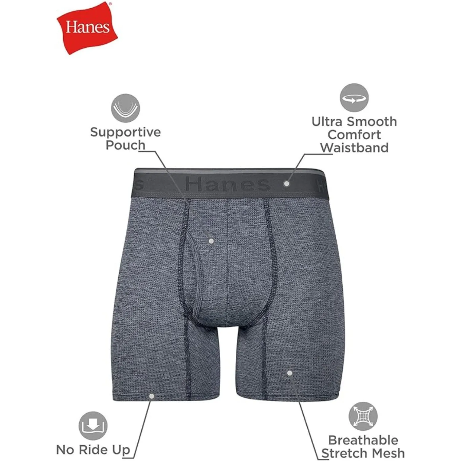 Hanes Mens Comfort Flex Fit Breathable Stretch Mesh Boxer Brief, 3 Pack, Assorted Colors sold by S&D product image thumbnail 5