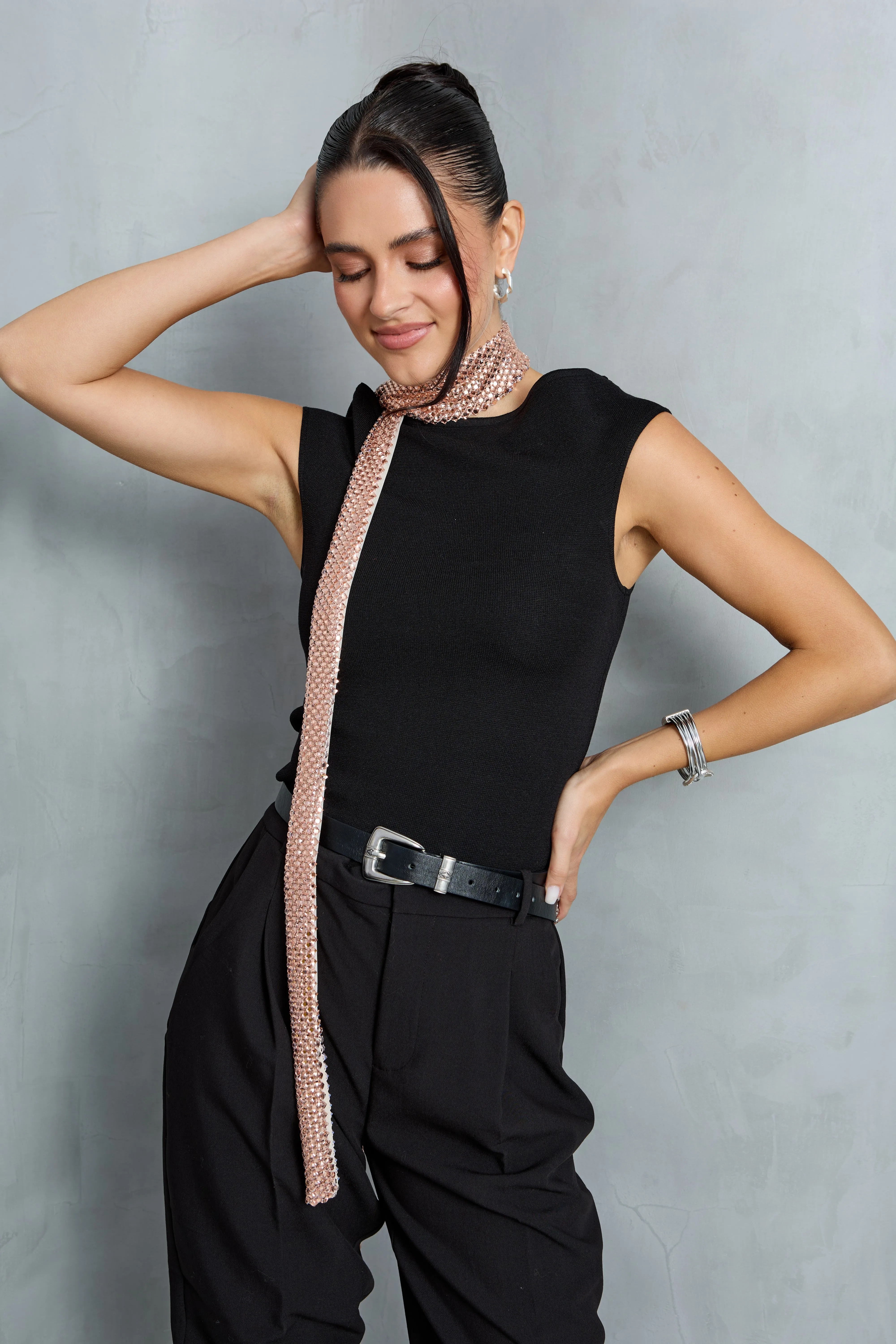 Shimmer Knit Skinny Scarf sold by SAACHI product image thumbnail 3