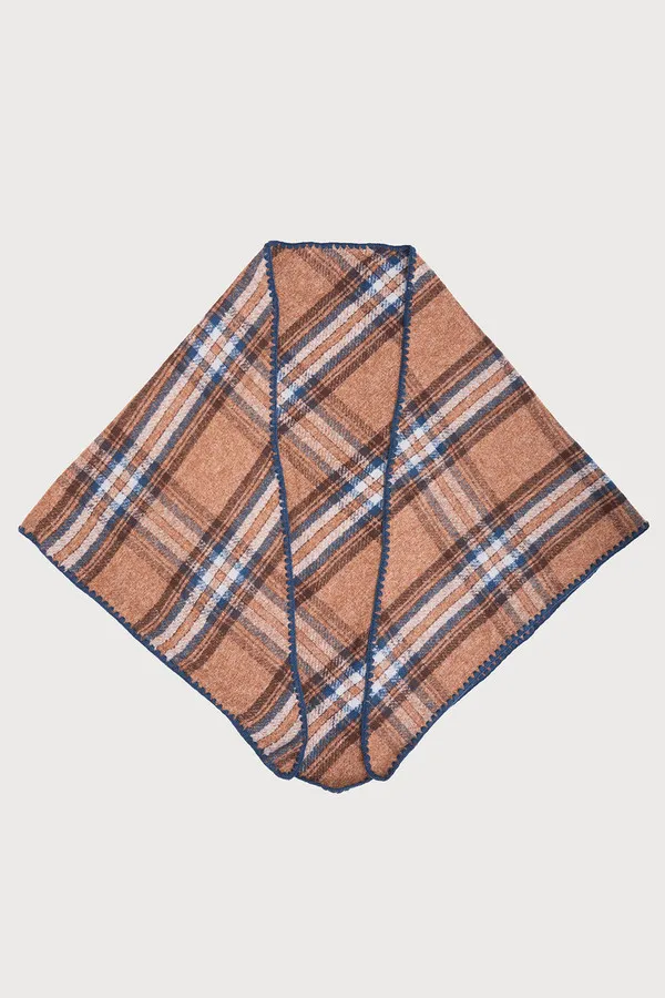 Knitted Plaid Triangle Shawl sold by SAACHI