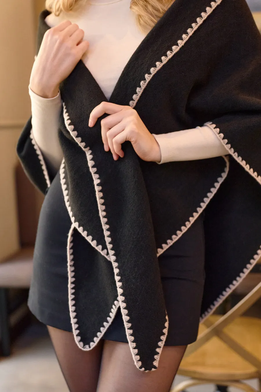 Knitted Triangle Shawl Wrap sold by SAACHI product image thumbnail 4