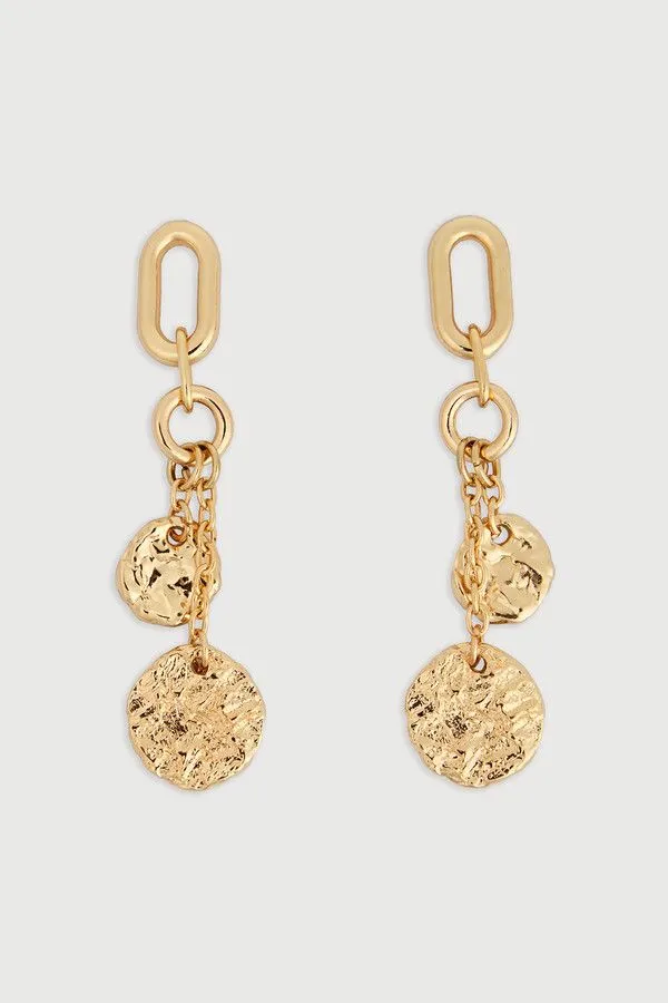 Hammered Coin Chain Earrings sold by SAACHI