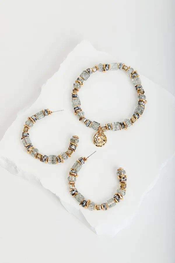Beaded Crystal Hoop Earring sold by SAACHI product image thumbnail 3