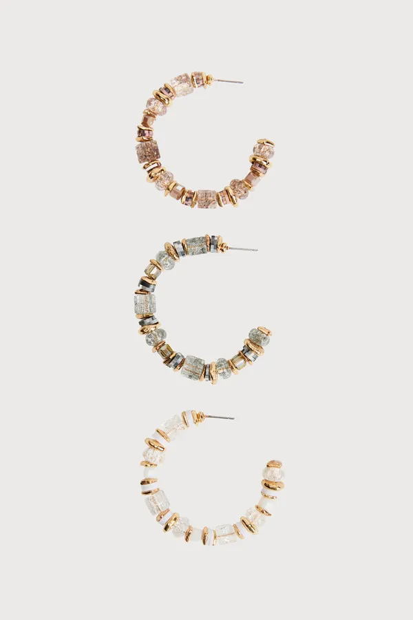 Beaded Crystal Hoop Earring sold by SAACHI product image thumbnail 4