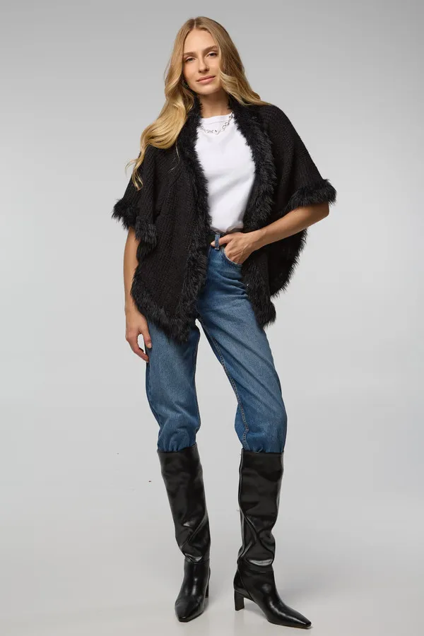 Fur Trim Knit Open Cardigan sold by SAACHI product image thumbnail 4
