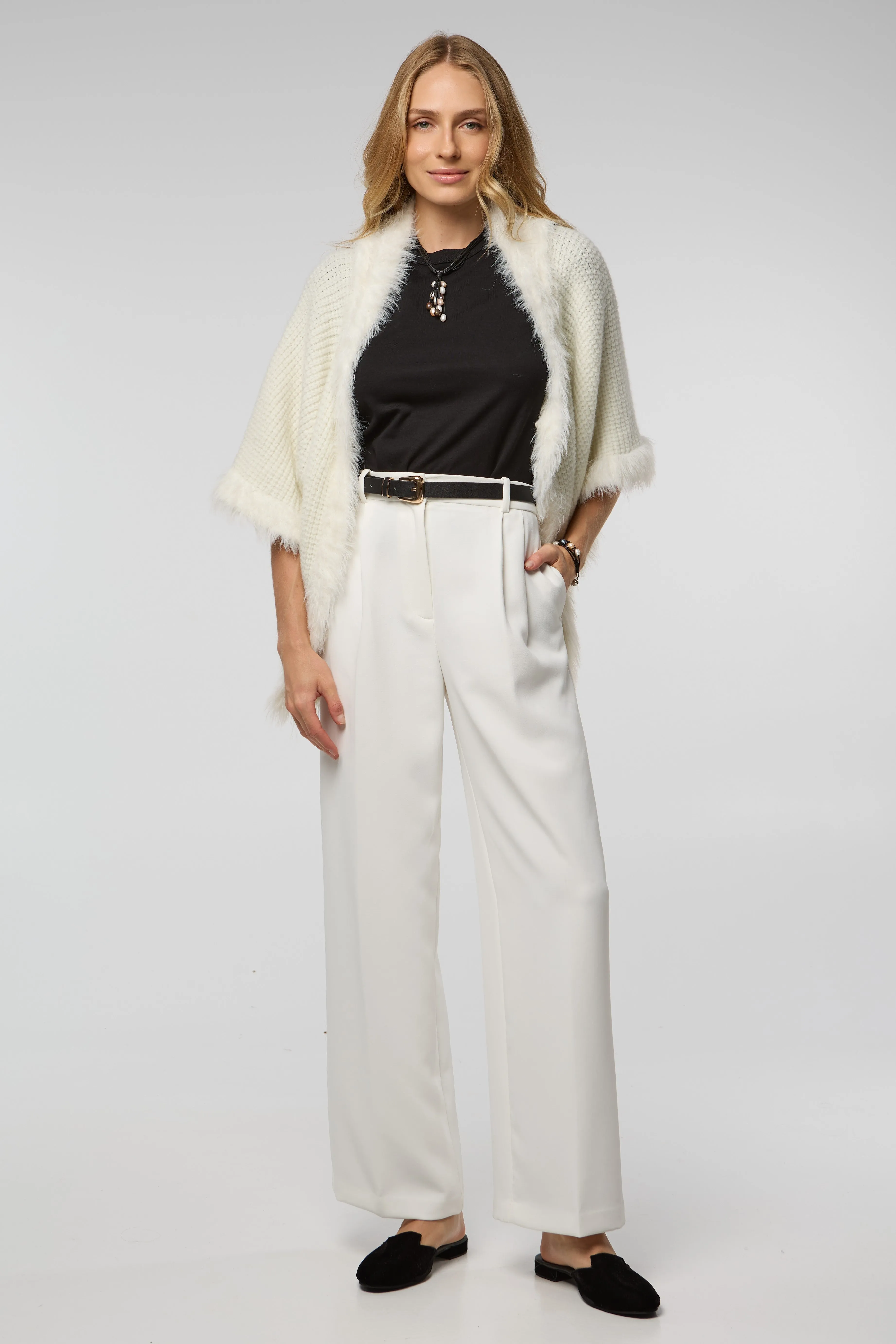 Fur Trim Knit Open Cardigan sold by SAACHI product image thumbnail 5