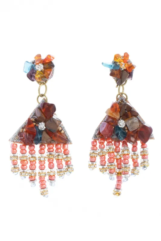 Coral Sapphire Earrings sold by SAACHI