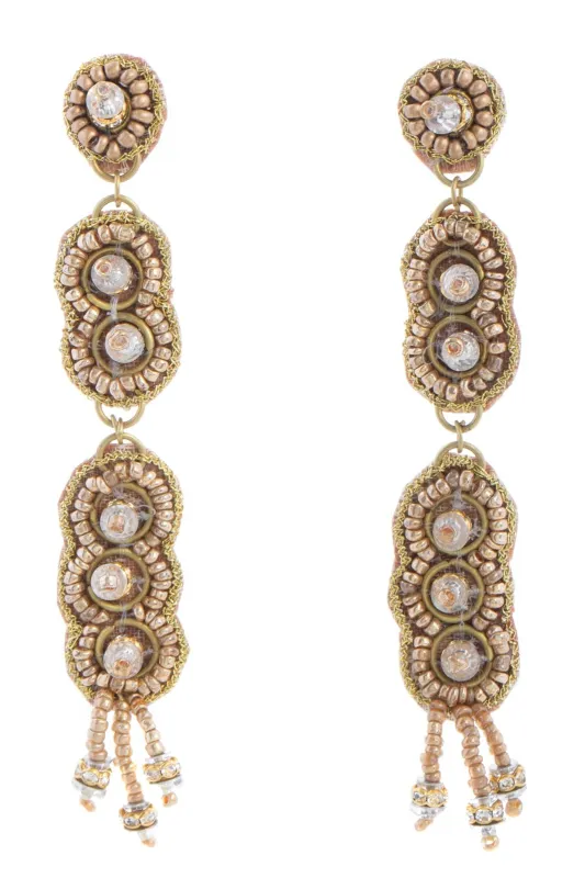 Gold Beaded Earrings sold by SAACHI