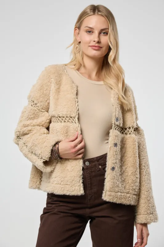 Reversible Cut Out Sherpa Jacket sold by SAACHI