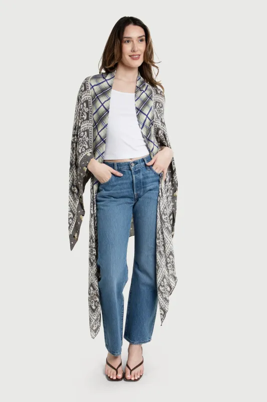 Floral Paisley Patchwork Cut-Out Kimono sold by SAACHI