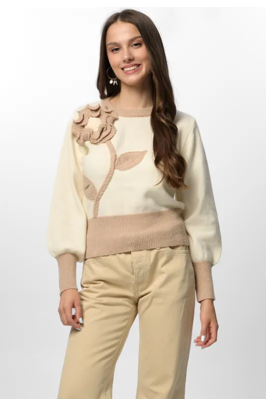 Ruffled Bloom Pullover Sweater sold by SAACHI