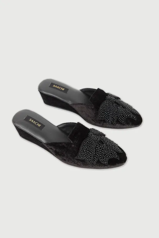Velvet Bow Mules made by SAACHI