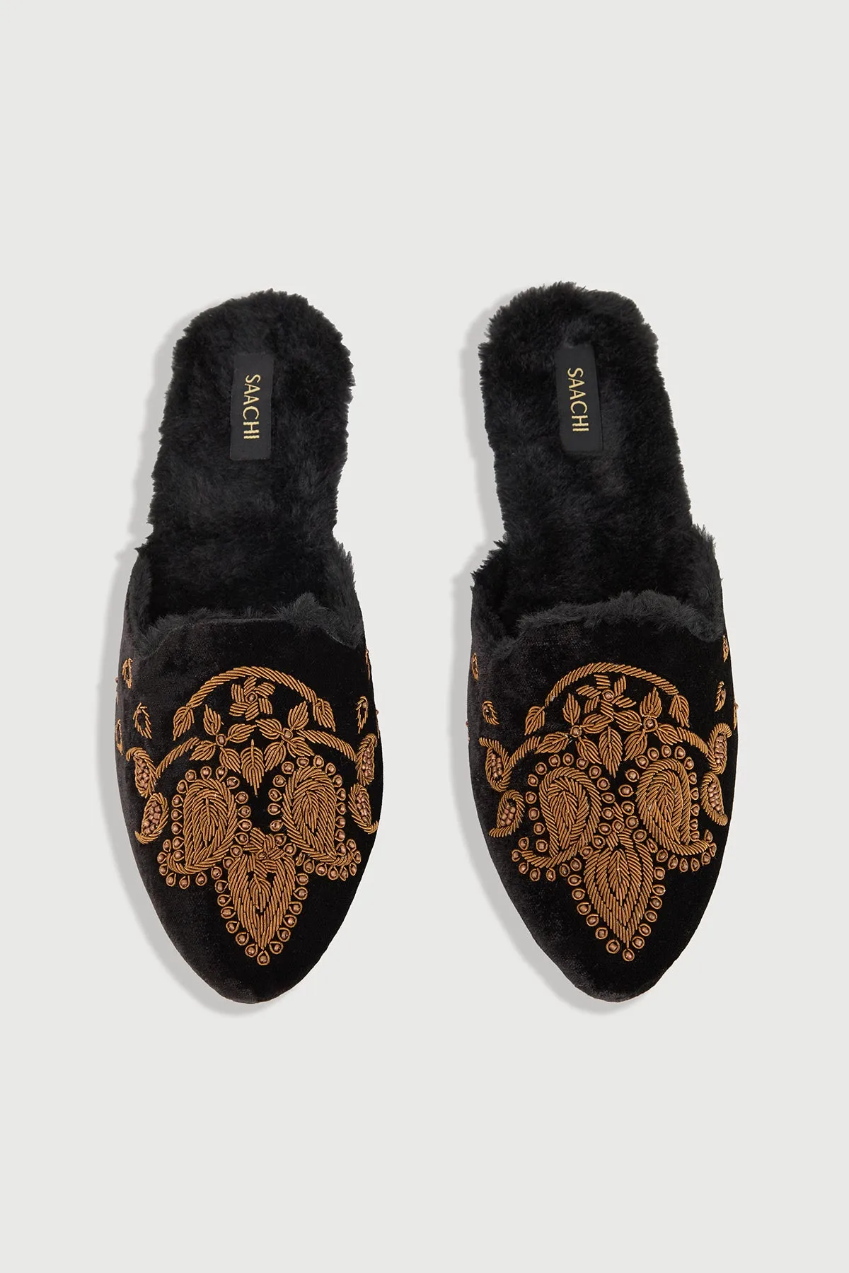 Golden Paisley Fur Mules sold by SAACHI product image thumbnail 3