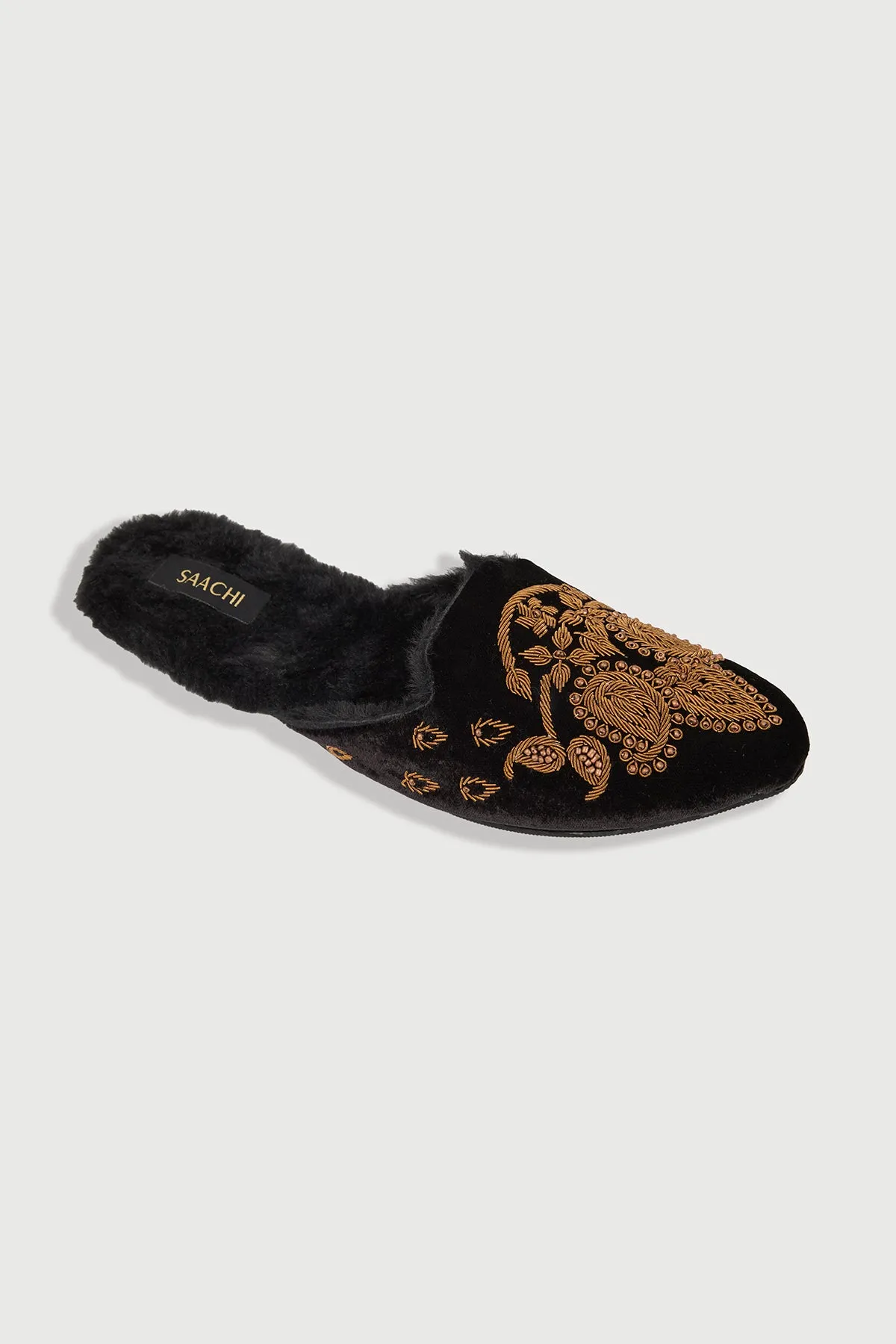 Golden Paisley Fur Mules sold by SAACHI product image thumbnail 4