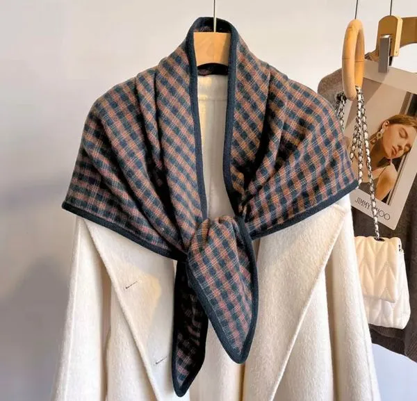 Plaid Wool Triangle Scarf sold by SAACHI product image thumbnail 5