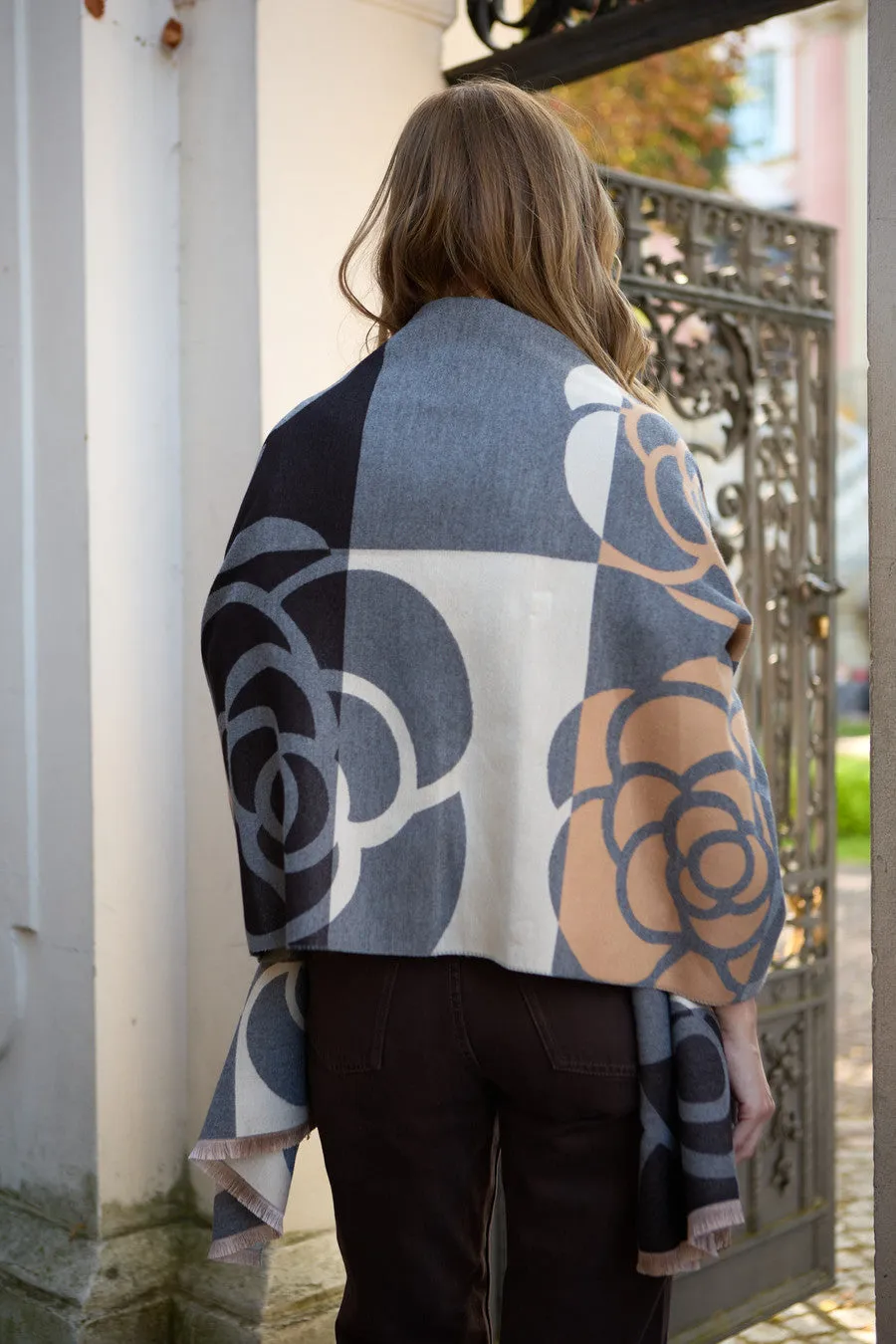 Geo Floral Reversible Scarf sold by SAACHI product image thumbnail 3