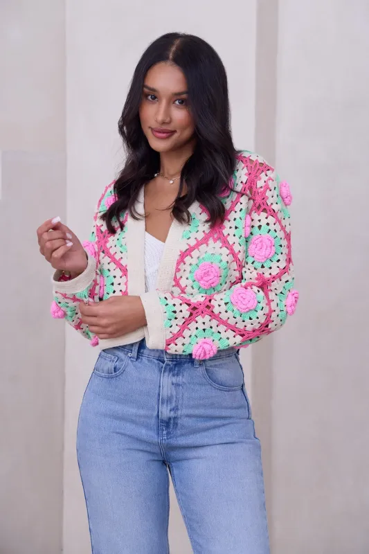 Rosette Crochet Cardigan sold by SAACHI