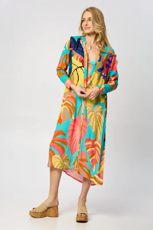Tropical Button Long Kimono sold by SAACHI