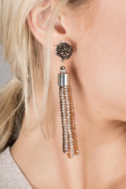 Multi Colored Crystal Tassel Earring sold by SAACHI