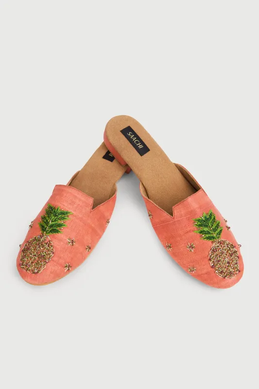 Pineapple Shoe Block Heel Mule made by SAACHI