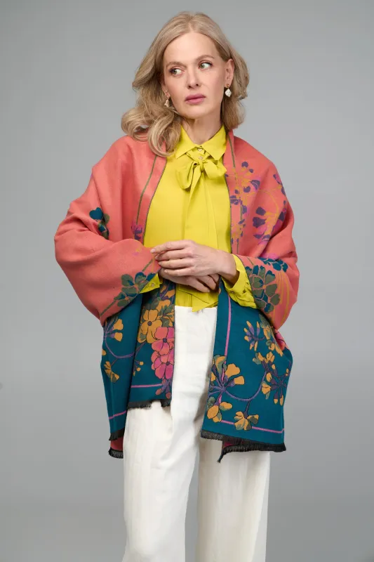 Two Tone Floral Reversible Scarf sold by SAACHI