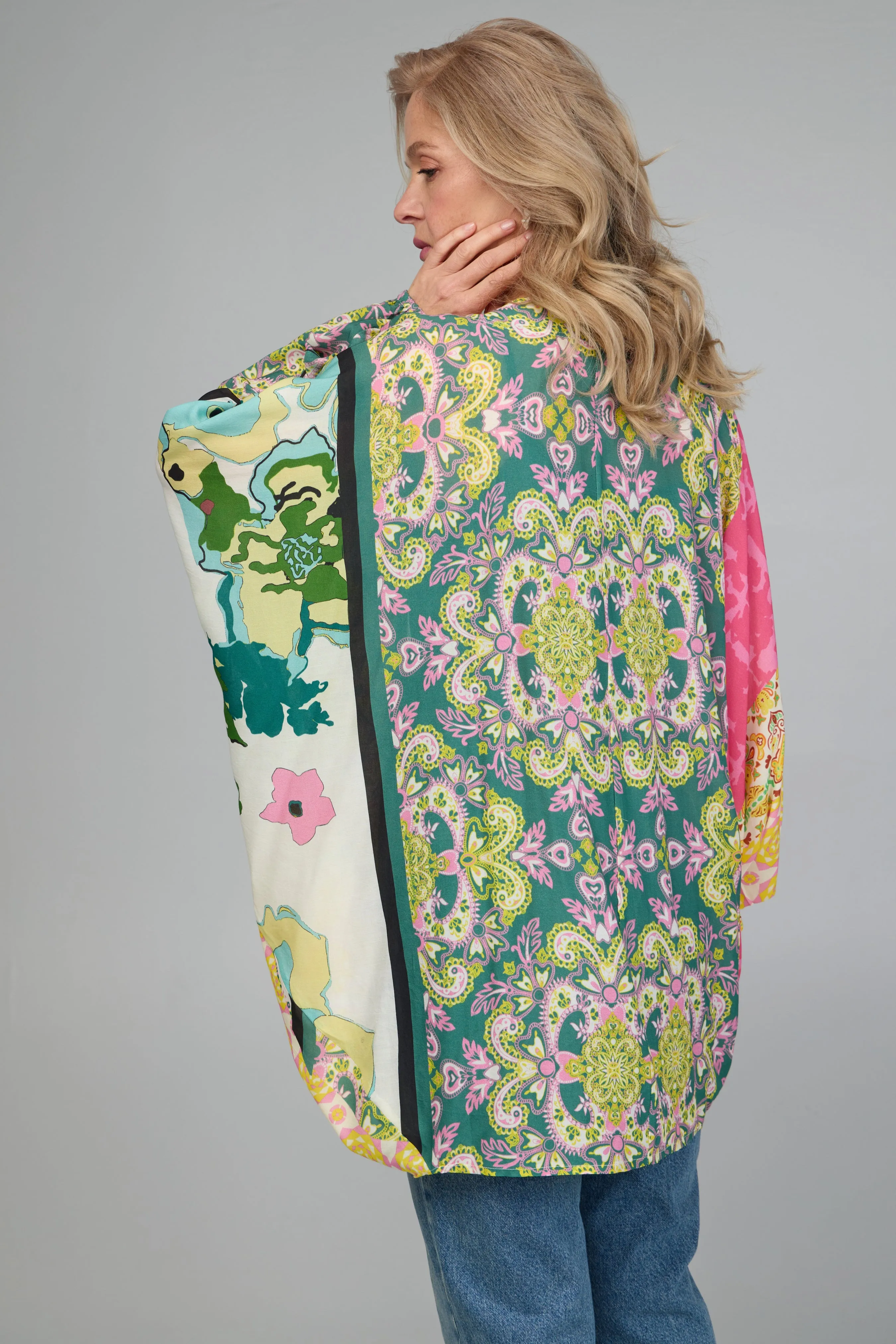 Multicolored Mixed Patterned Kimono sold by SAACHI product image thumbnail 3