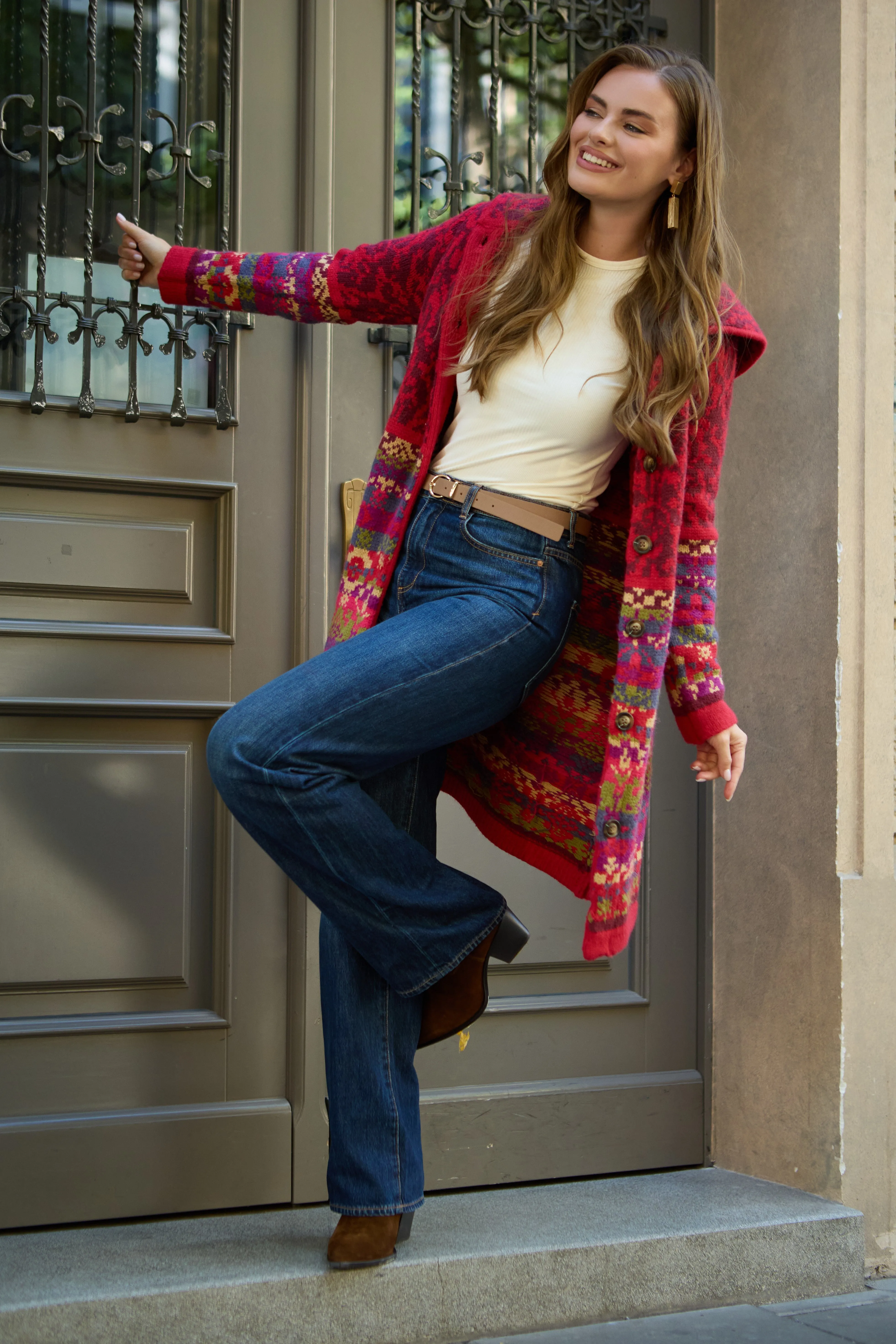 Fair Isle Nordic Long Cardigan sold by SAACHI