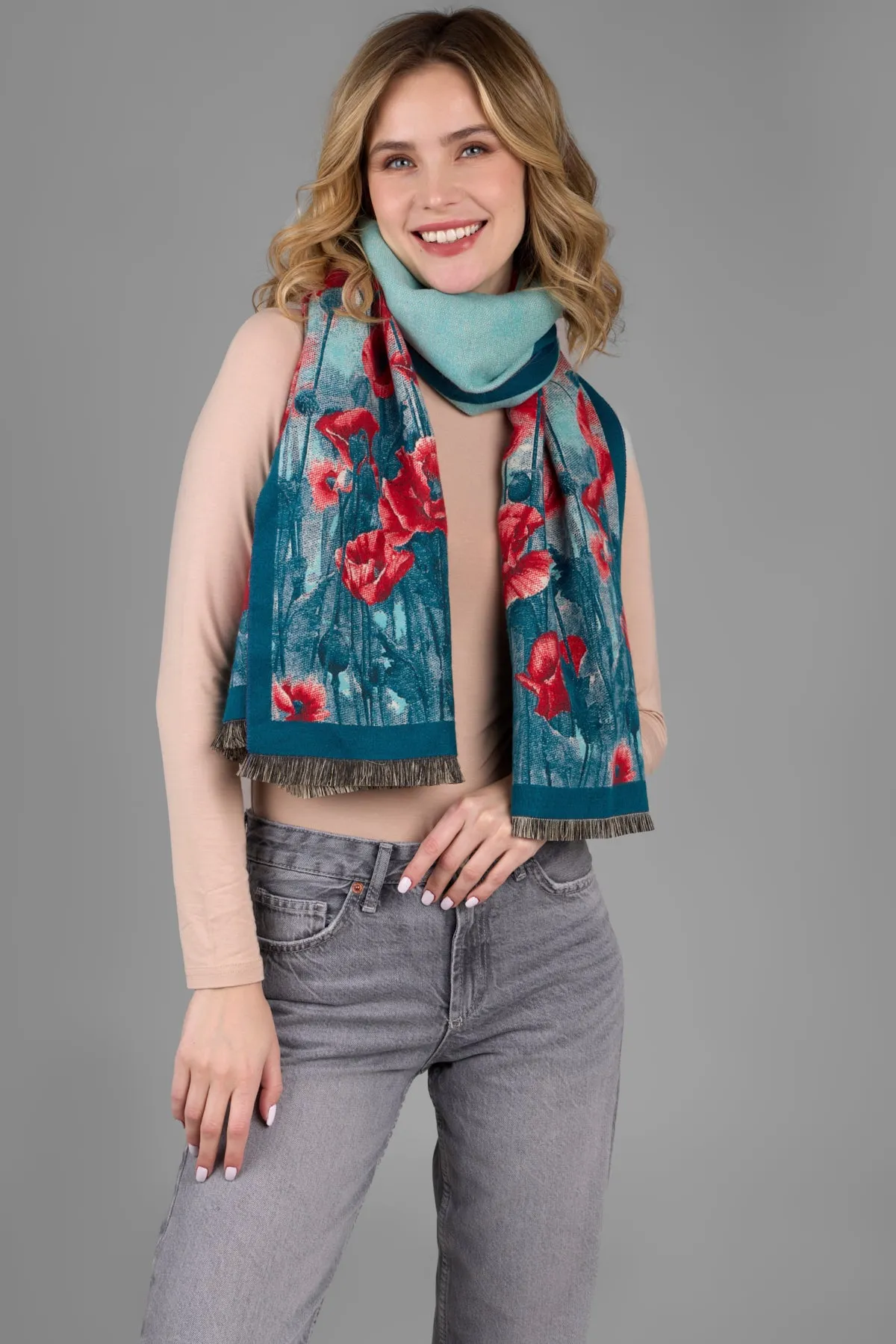 Poppy Bold Reversible Scarf sold by SAACHI product image thumbnail 3