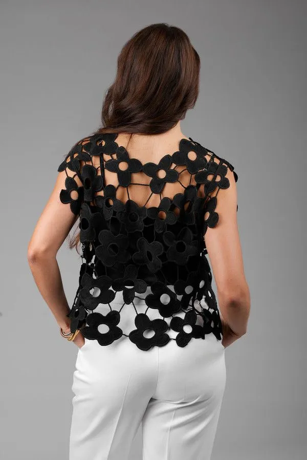 Floral Open Knit Vest Top sold by SAACHI product image thumbnail 4