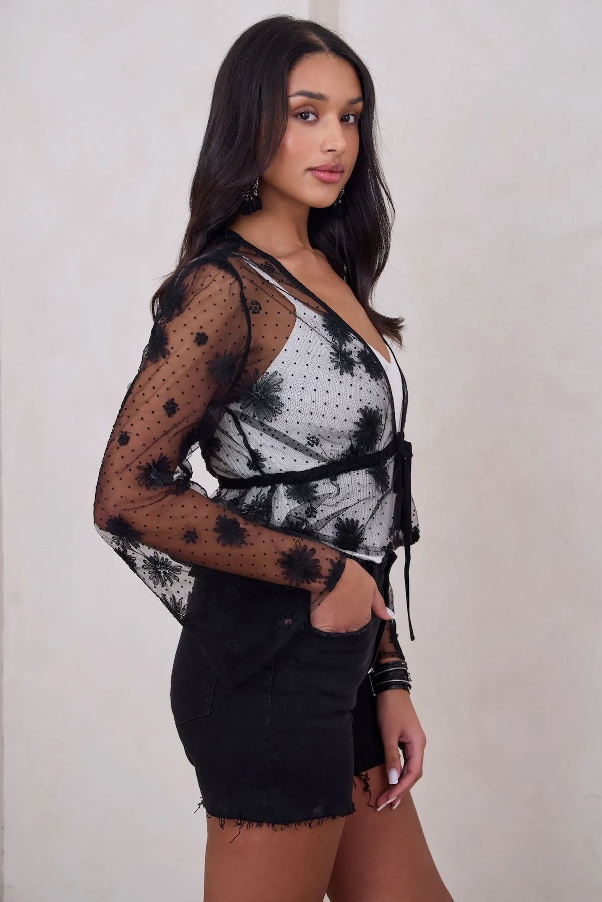 Floral Mesh Tie Top sold by SAACHI product image thumbnail 2
