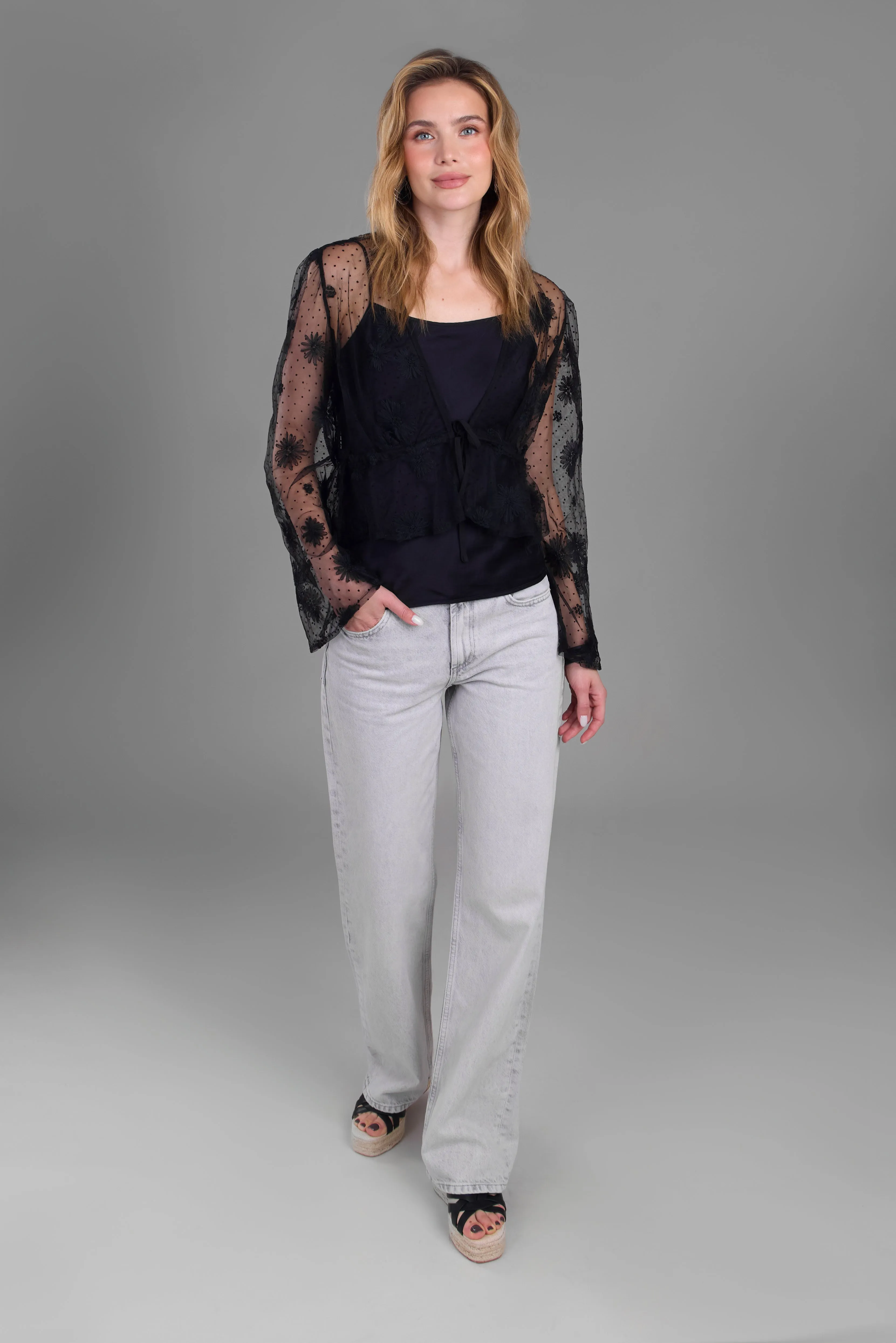 Floral Mesh Tie Top sold by SAACHI product image thumbnail 5