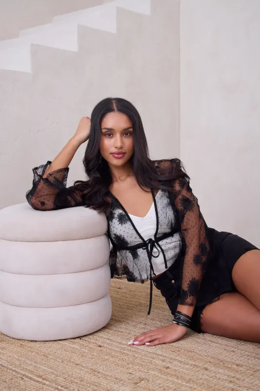 Floral Mesh Tie Top sold by SAACHI