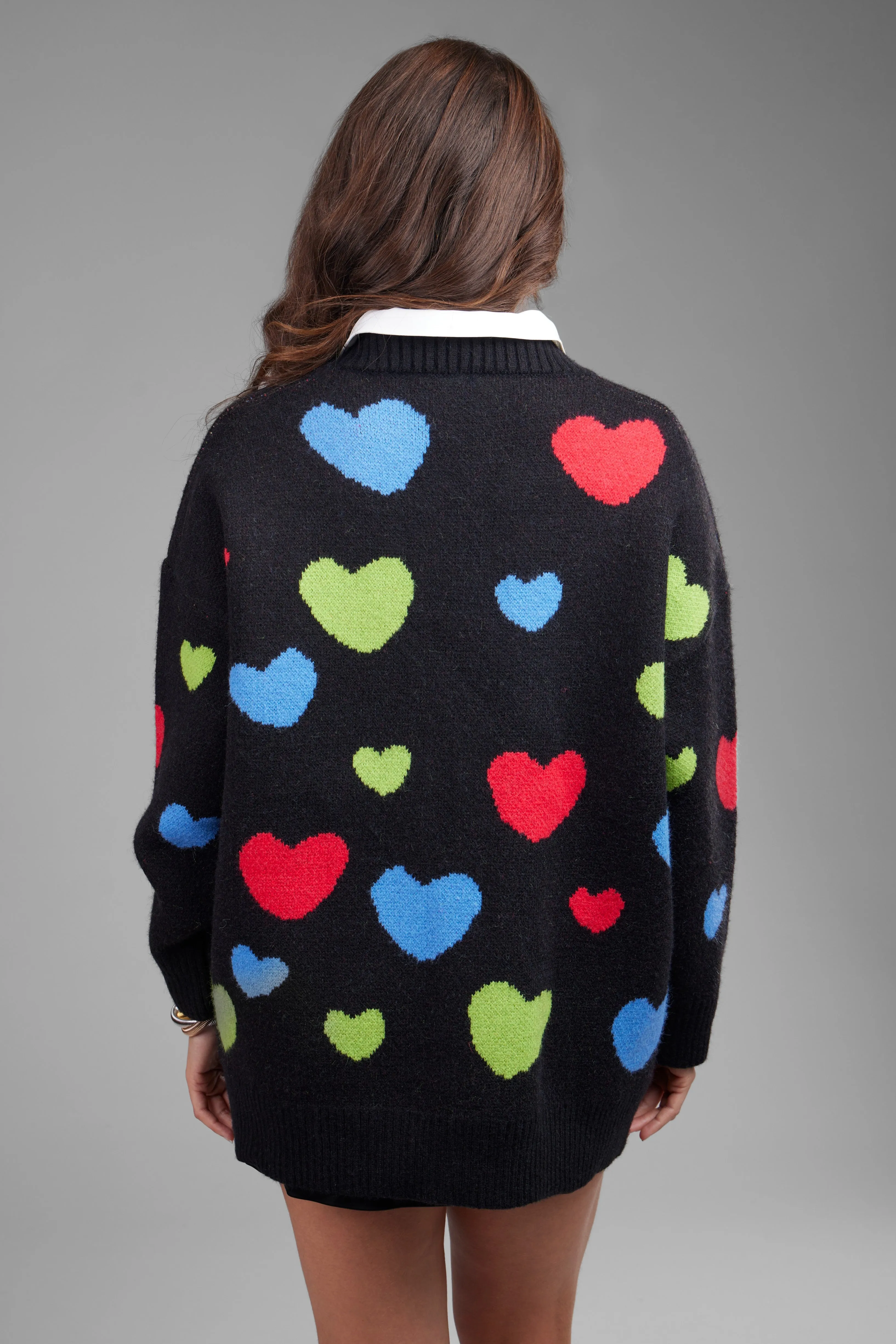 Multicolored Heart Buttoned Cardigan sold by SAACHI product image thumbnail 3