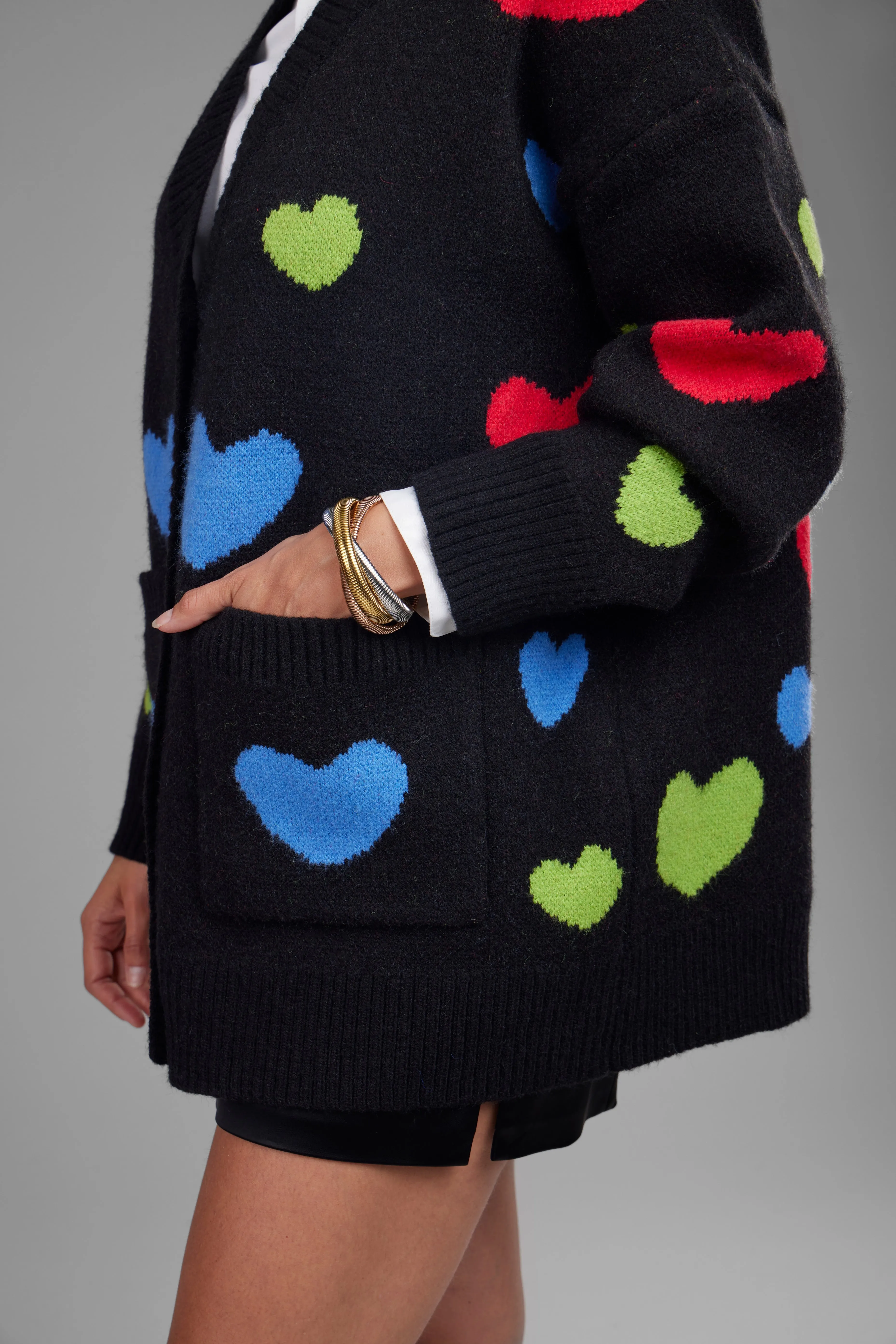 Multicolored Heart Buttoned Cardigan sold by SAACHI product image thumbnail 2