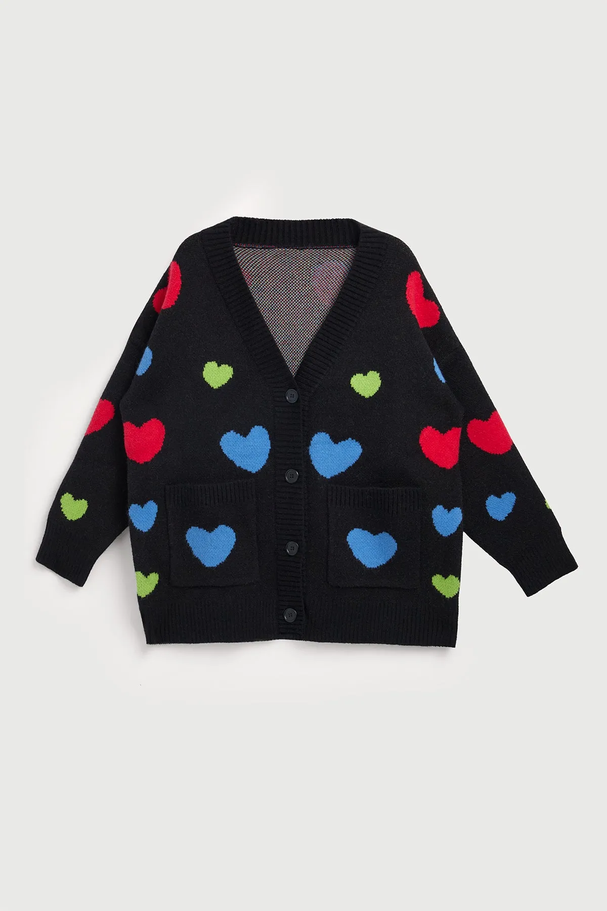 Multicolored Heart Buttoned Cardigan sold by SAACHI product image thumbnail 4