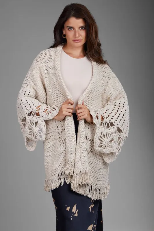 Floral Hand Crochet Jacket sold by SAACHI