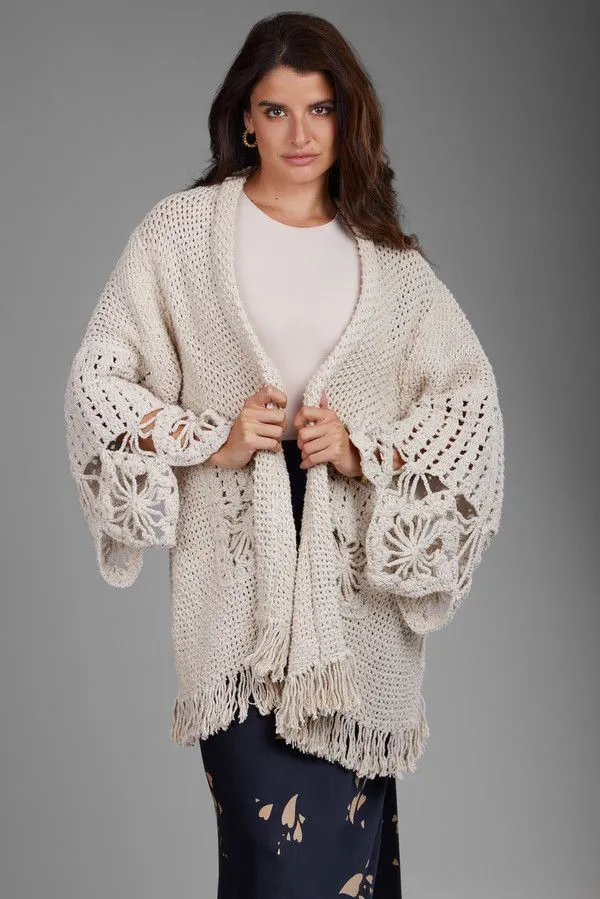 Floral Hand Crochet Jacket sold by SAACHI