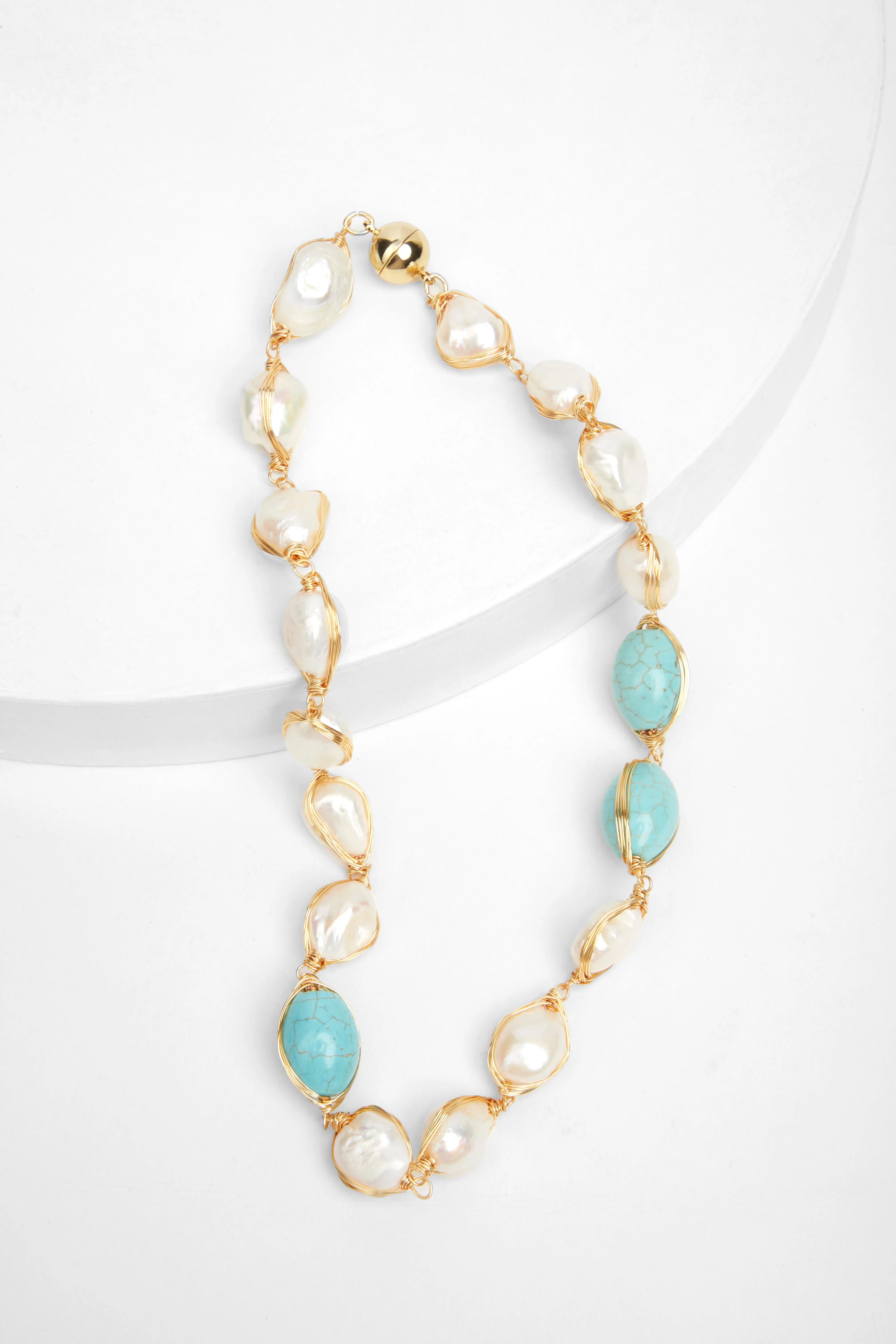 Turquoise Baroque Pearl Necklace sold by SAACHI product image thumbnail 4