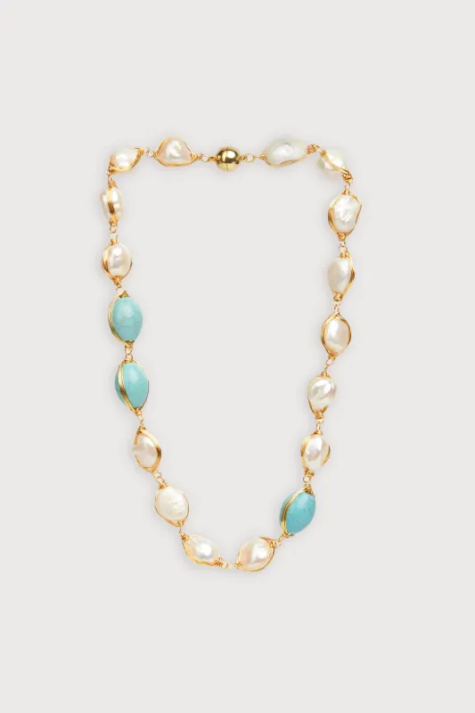 Turquoise Baroque Pearl Necklace sold by SAACHI