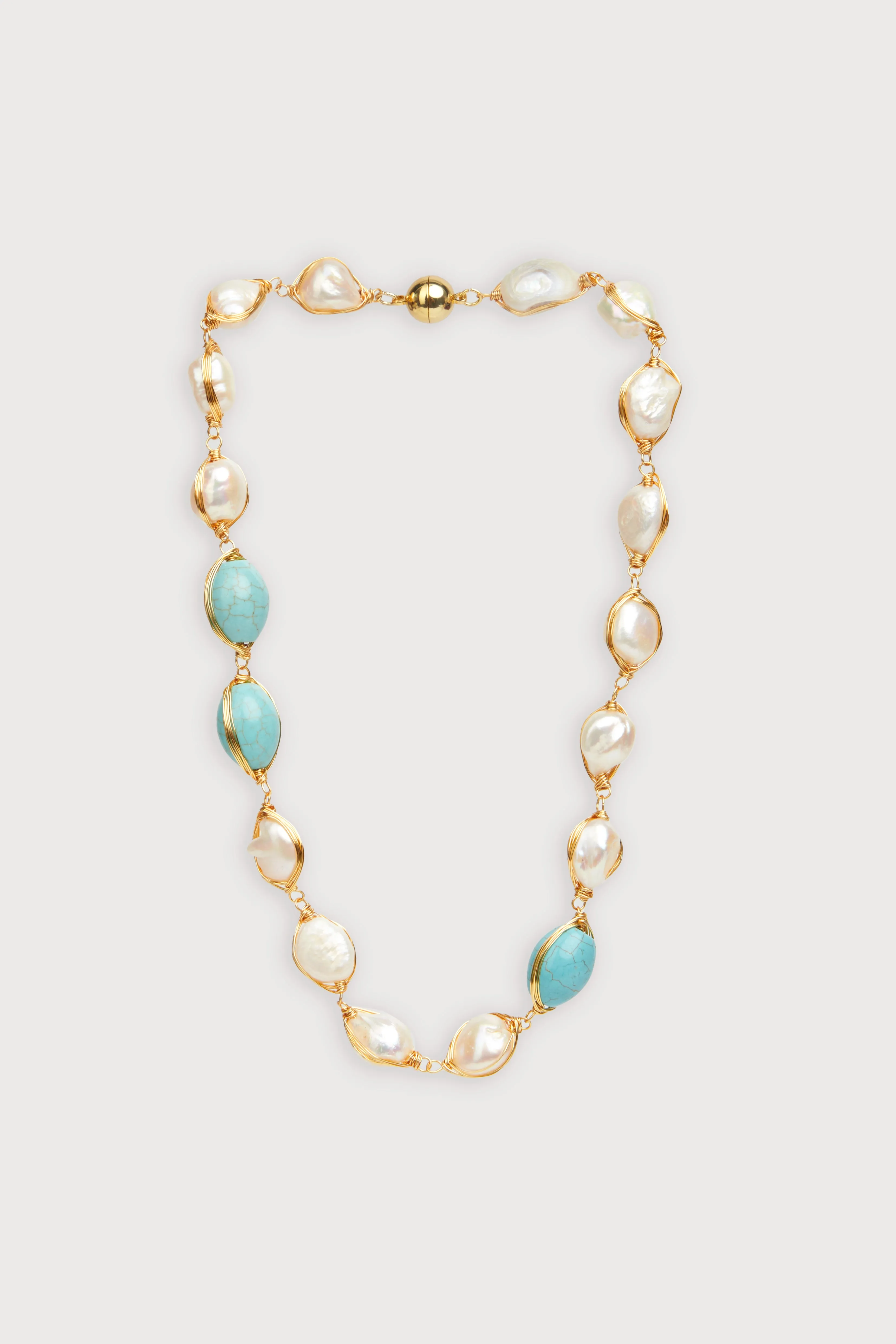 Turquoise Baroque Pearl Necklace sold by SAACHI