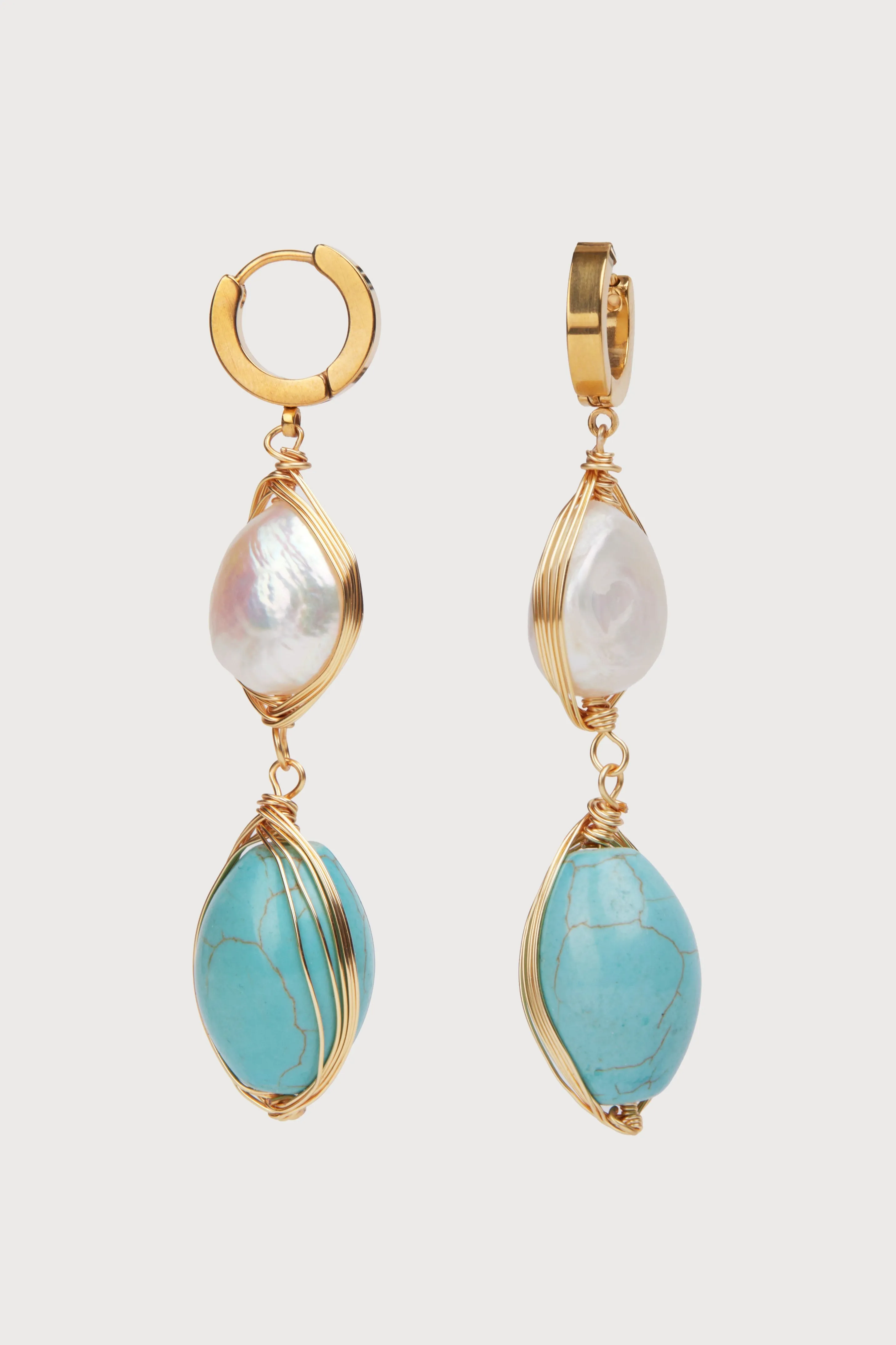 Turquoise Baroque Pearl Dangle Earrings sold by SAACHI product image thumbnail 2
